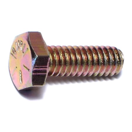 Grade 8, 1/4-20 Hex Head Cap Screw, Zinc & Yellow Plated Steel, 3/4 In L, 50 PK